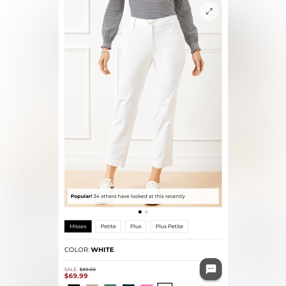 Talbots Women's White Pants petite